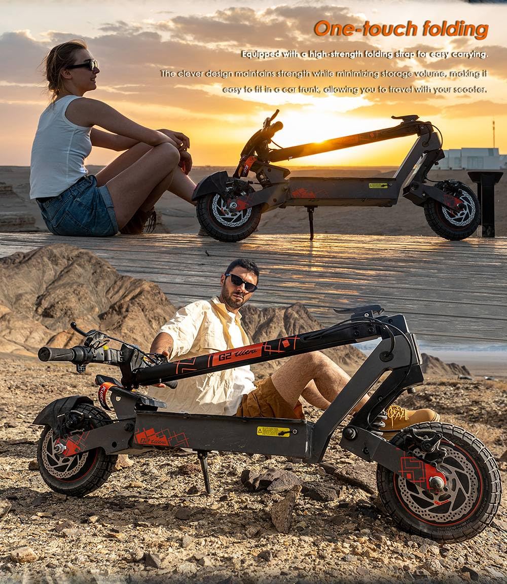 Monopattino elettrico pieghevole KuKirin G2 Ultra, 2 motori, batteria da 48 V 18 Ah, pneumatici da 10 pollici, autonomia massima di 55 km