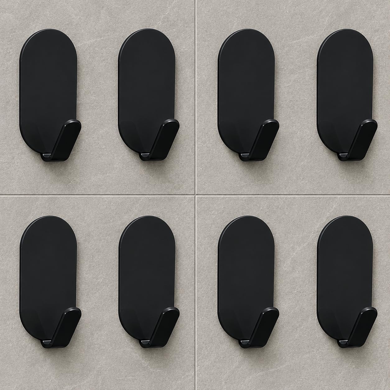 Self Adhesive Wall Hooks - Black Stainless Steel -18