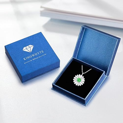 Miniatura 7 de KINGWHYTE Daisy Necklace Gifts for Women 925 Sterling Silver Opal Daisy Pendant Spring Flower Necklace Jewelry Graduation Birthday Celebrate
