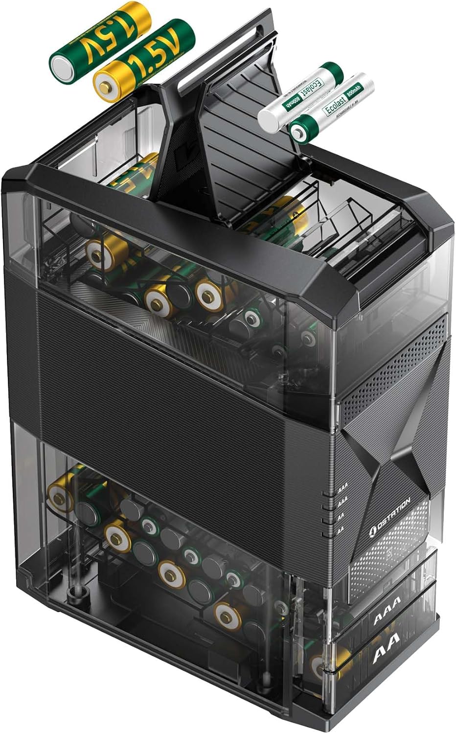 Ostation 2 Smart 3-in-1 Battery Charger for AA & AAA Rechargeable NiMH & Li-ion Batteries, Polarity-Free, Auto Detection & Storage, App Control, Indicator Lights, Fast Charging (Batteries Not Incl.)