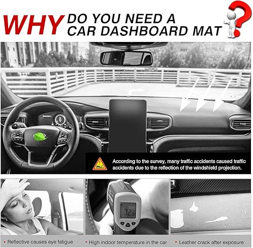 Vista 23 de Autorder Alfombrilla de cubierta de salpicadero para Ford F150 F250 F350 1992-1996 Accesorios Cubierta de tablero de franela para salpicadero