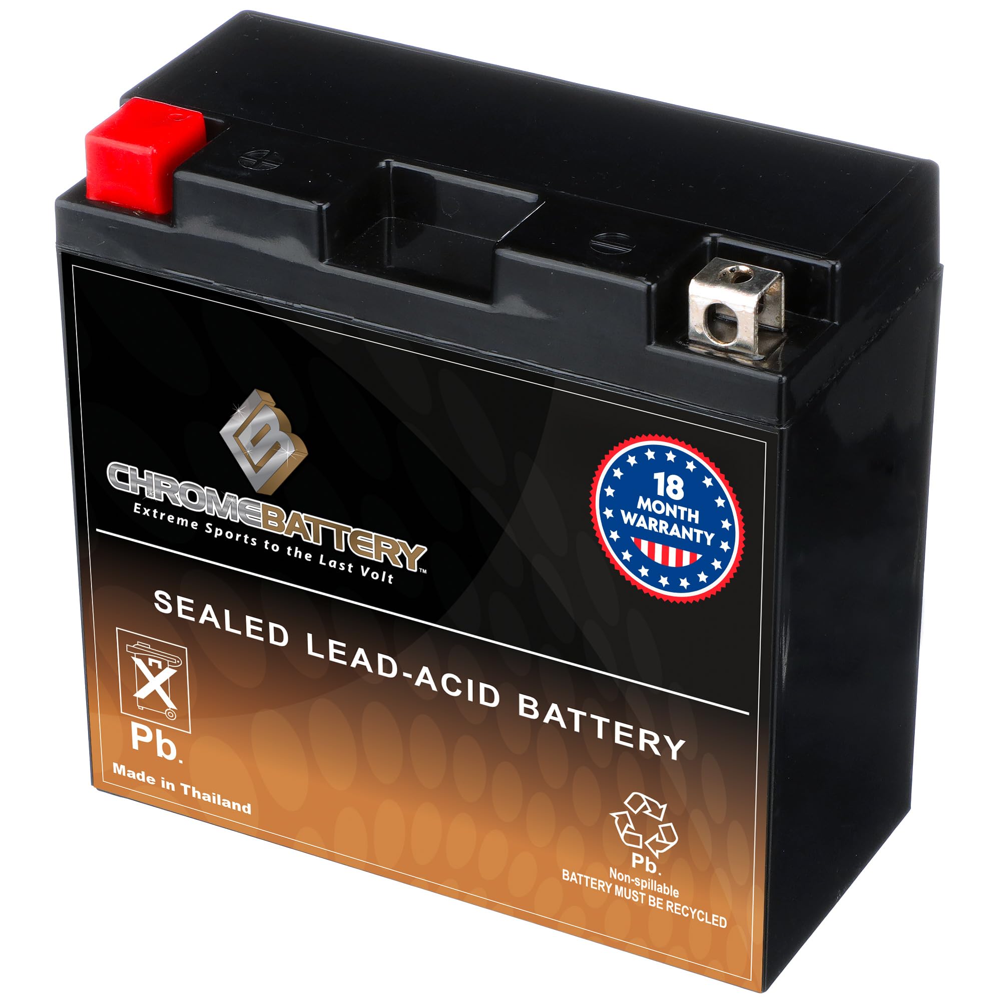 CB CHROMEBATTERY YT14B-BS 12 V 145 CCA AGM – Maintenance-Free 13 Ah Battery for Sportbike, ATV, Jet Ski, Scooter – T3 Nut &amp; Bolt Terminal – Fits Yamaha FZ1, Honda CBR600RR, Suzuki GSX-S1000