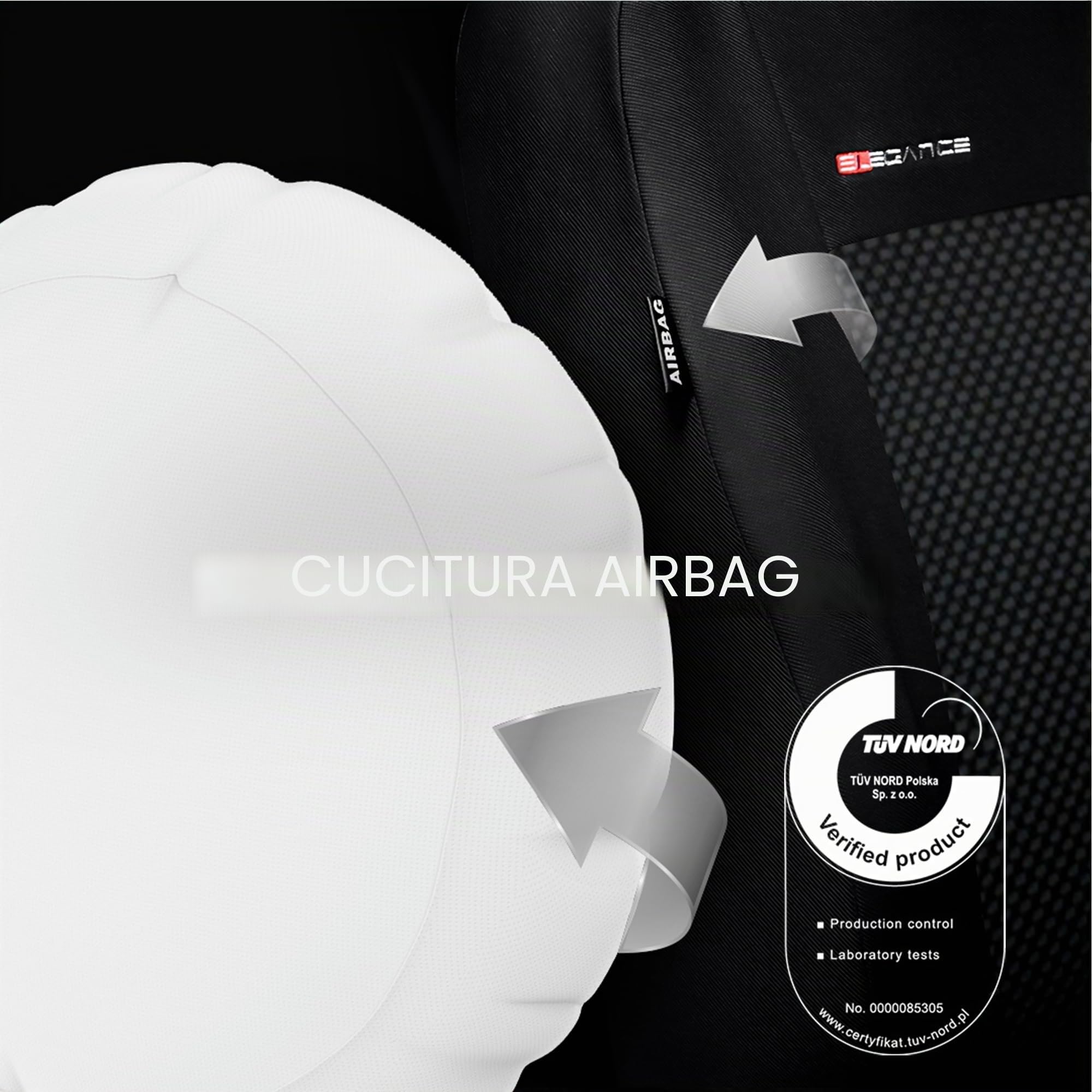 MOTOS Coprisedili universali Copri Sedile Auto per AUDI A3 con Sistema Airbag Attivo, Materiale a Tre Strati, Look Elegante, Personalizzazione Perfetta, Applicazione Versatile per Automobilisti e Con