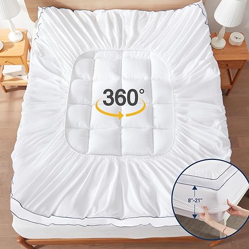 Miniatura 5 de COZYART Cubrecolchón California King, extra grueso, refrescante, para dolor de espalda, transpirable, 5D, relleno alternativo de plumón de nieve,