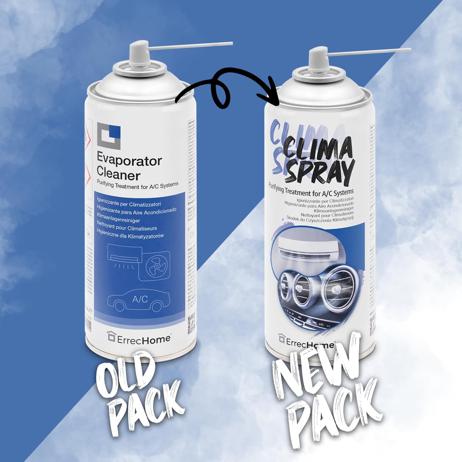 ErrecHome Evaporator Cleaner, Pulitore per climatizzatore, 400 mL, Il pacchetto può variare