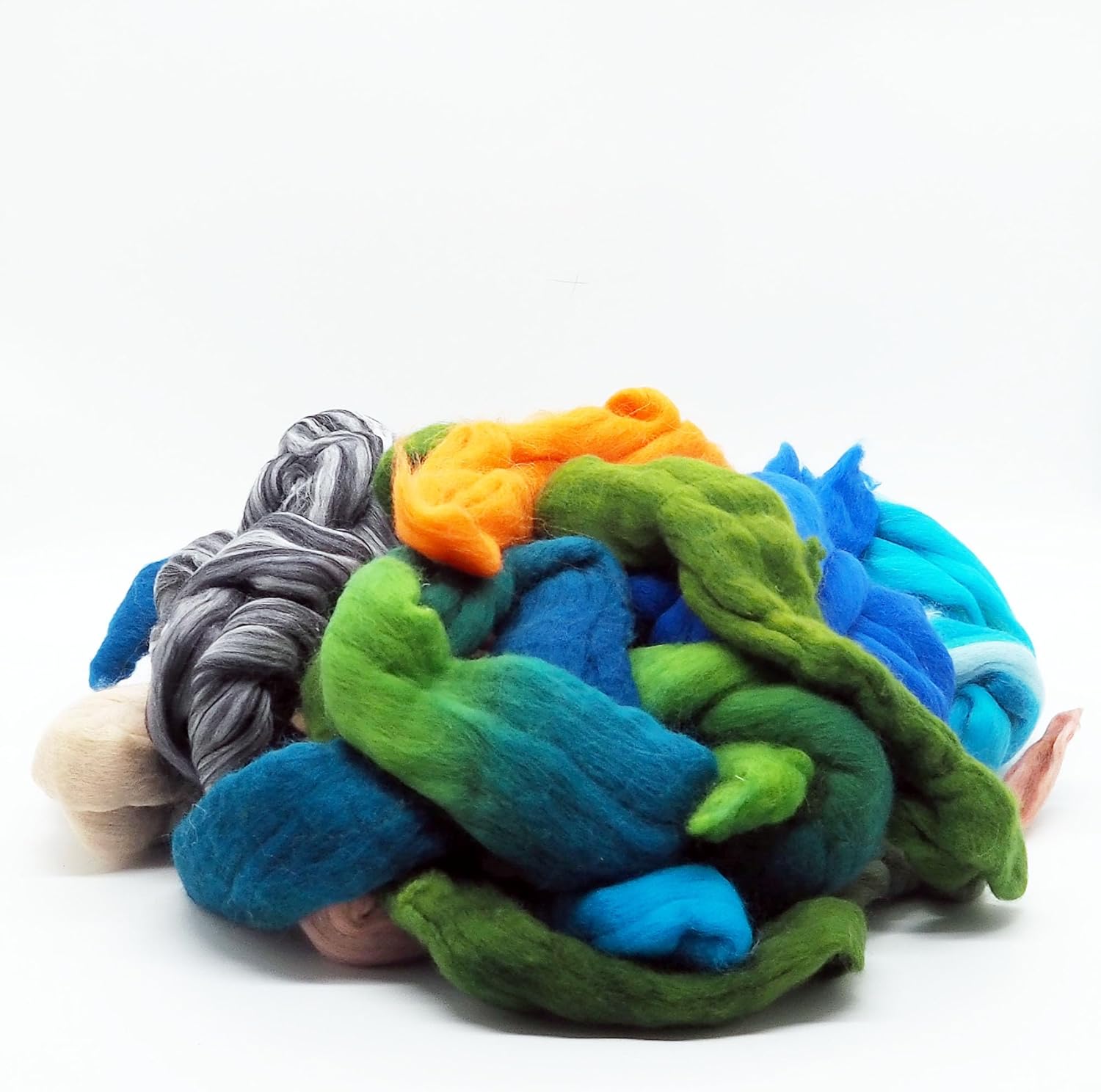 Wool Roving Pack - Mixed Wool Kit - Destash Wool - Wet Nuno Needle Felting - Spinning - Knitting - Weaving - Carding (500, Grams)