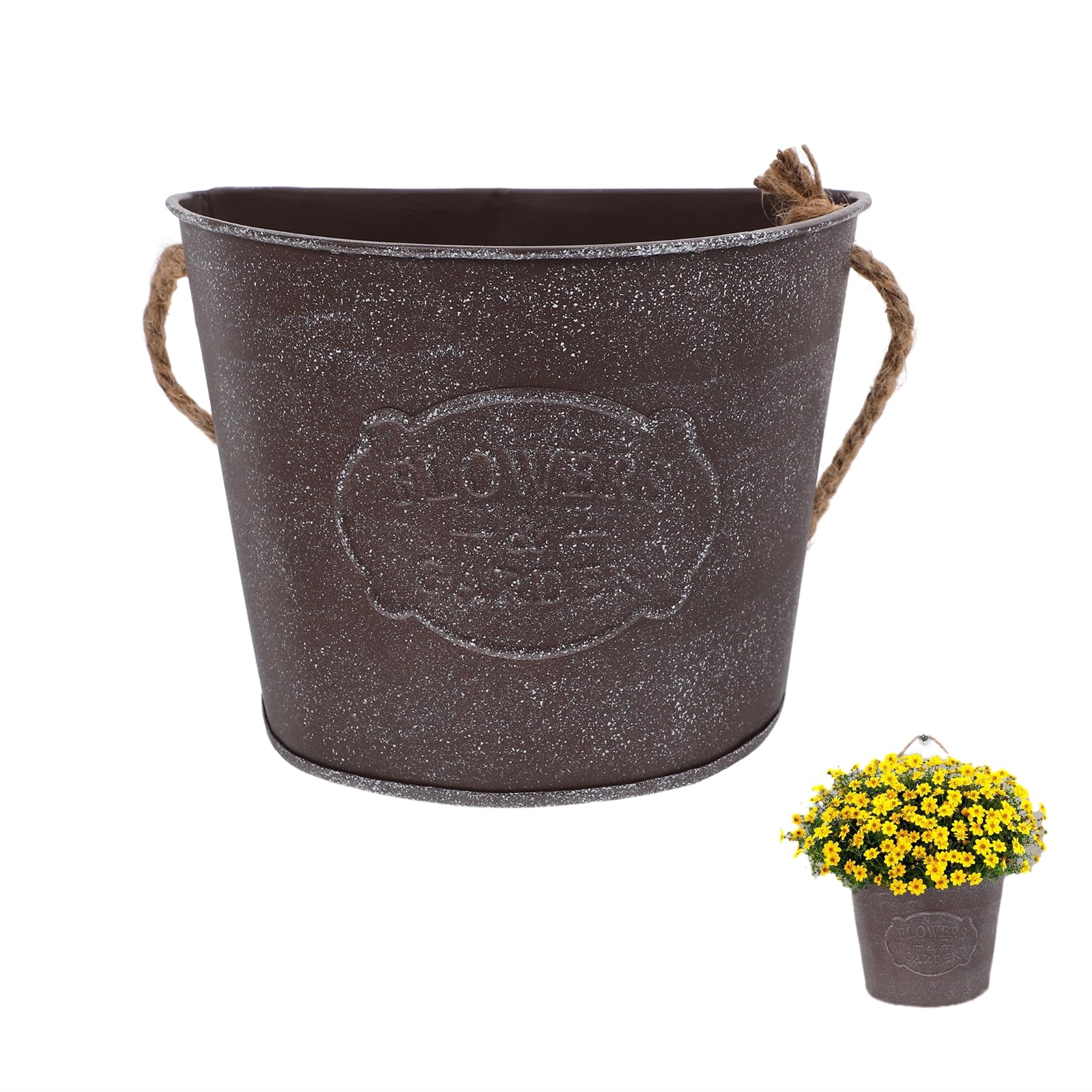 Pots de fleurs en étain pour habiller un mur vide avec des plantes