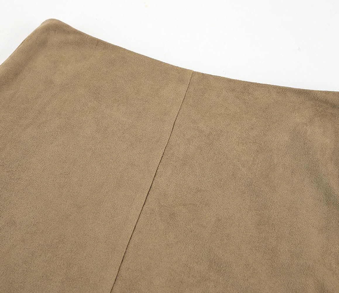 CHARTOU Women Fall Winter Elegant Faux Suede Leather Regular Fit Pencil Maxi Long Skirt - Image 6