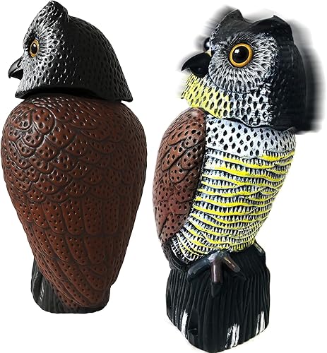 GiftExpress Señuelo de búho espantapájaros de 155 pulgadas con estatua de cabeza giratoria repelente de plagas control de pájaros disuasorio de