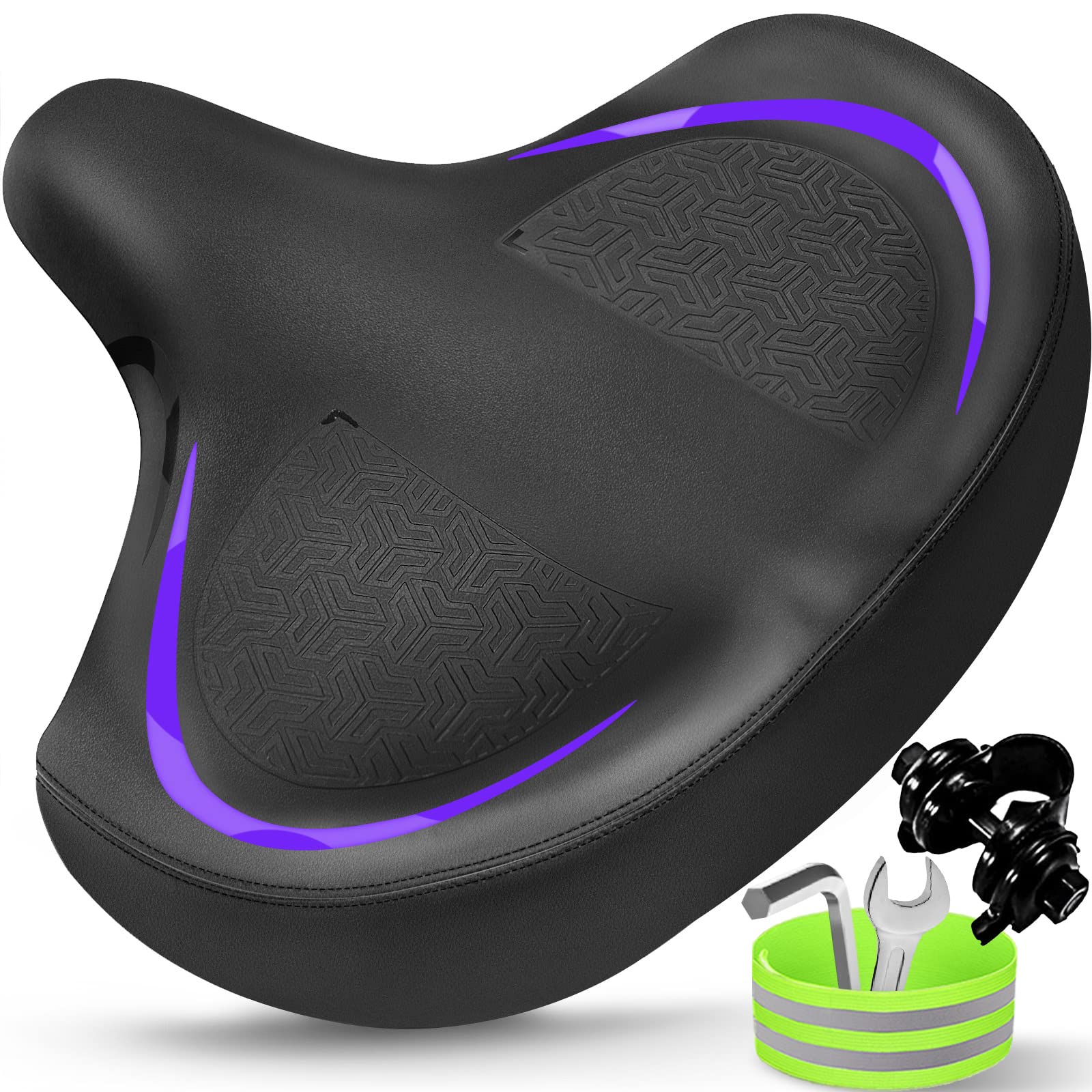 Asiento de bicicleta, asiento de bicicleta para mujeres y hombres, extra cómodo, ancho, asiento cómodo de gran tamaño para bicicletas Peloton, apto para bicicletas estáticas, bicicletas eléctricas
