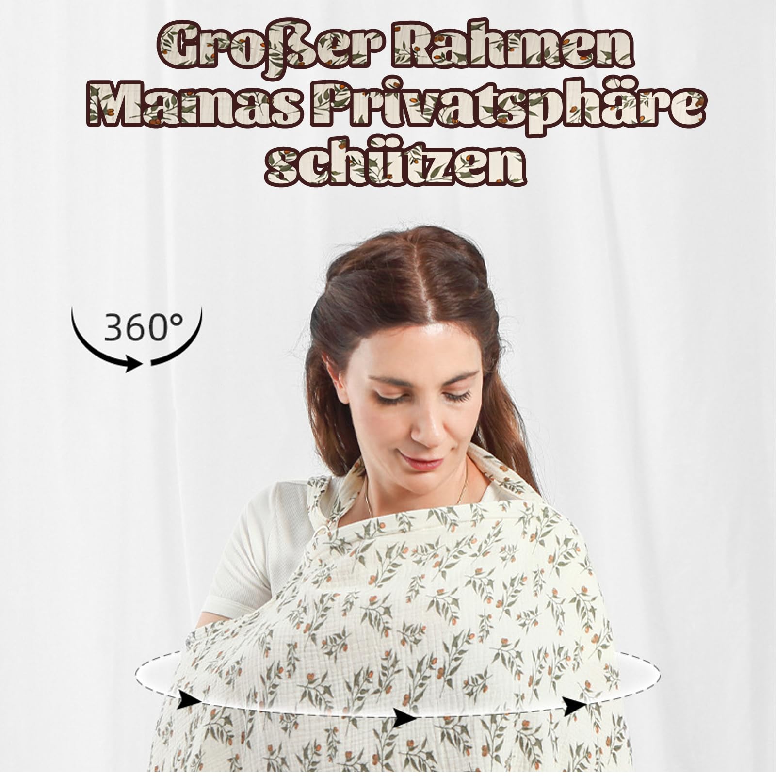 Couverture d'allaitement kaki en mousseline 100% coton, tablier doux et respirant pour bébé