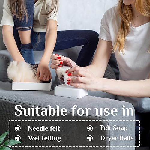 Miniatura 6 de Mayboos Hilo de lana de 1.76 onzas, lana natural de color, suministros de fieltro de lana pura, lana gruesa para fieltro de aguja, fieltro húmedo,