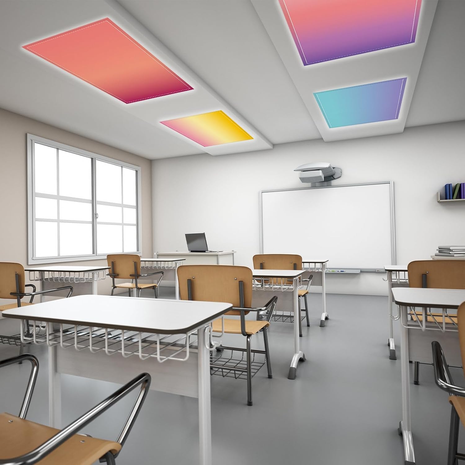 8 Pack Fluorescent Light Covers with 80 Magnets Decorative for Classroom Ceiling Light 4 x 2 Feet Magnetic Lights Covers Filter Easy Install for Office School Hospitals Drop Ceiling Supplies(Gradient)