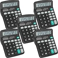YesBes 5-Pack Desktop Calculators, 12-Digit Large LCD Display, Solar & Battery Dual Power, Big Sensitive Buttons for Office, School, Home