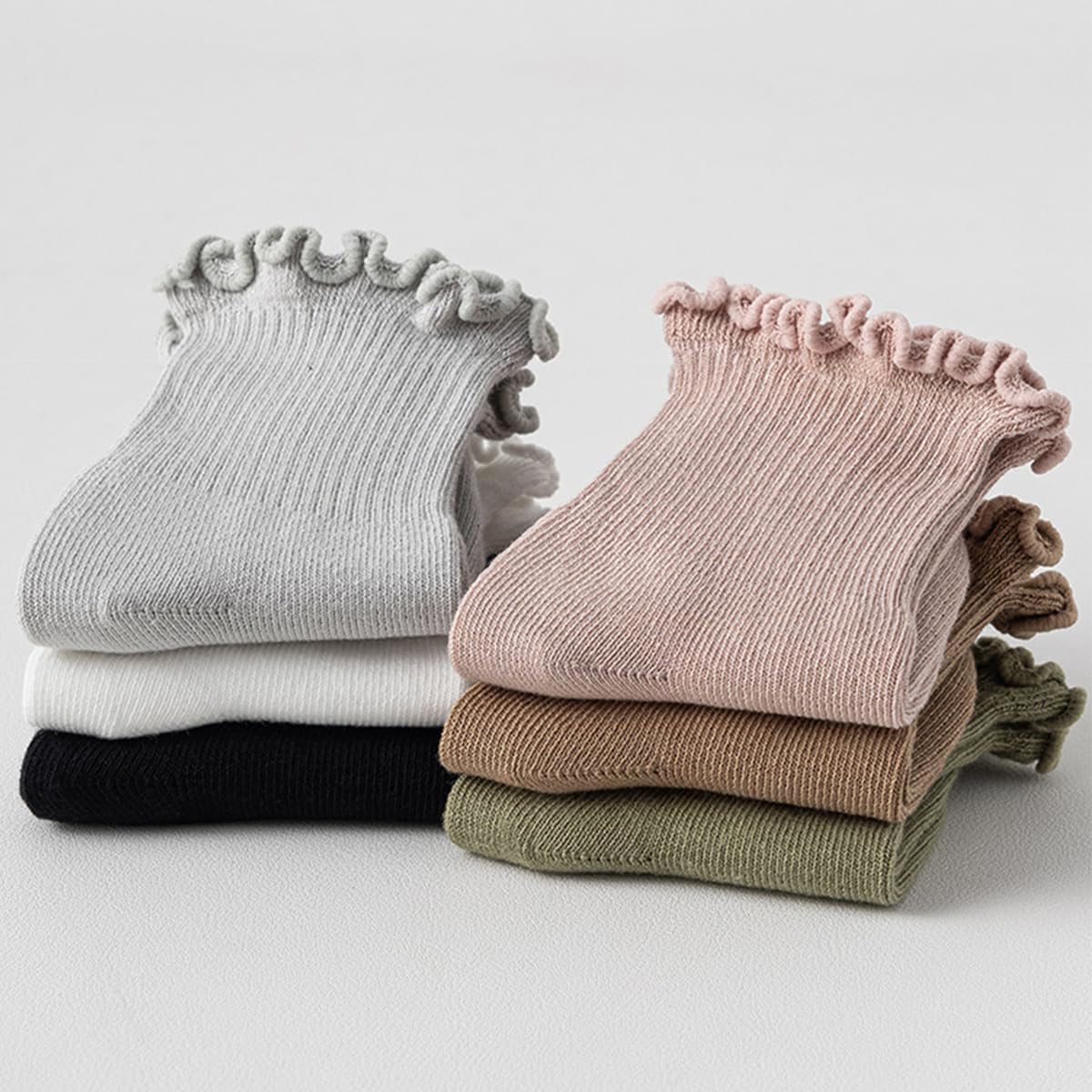 Baby Girls Socks Newborn Frilly Ruffle Cotton Infant Cute Princess Socks for Toddler Dress 5 Pairs - Image 7