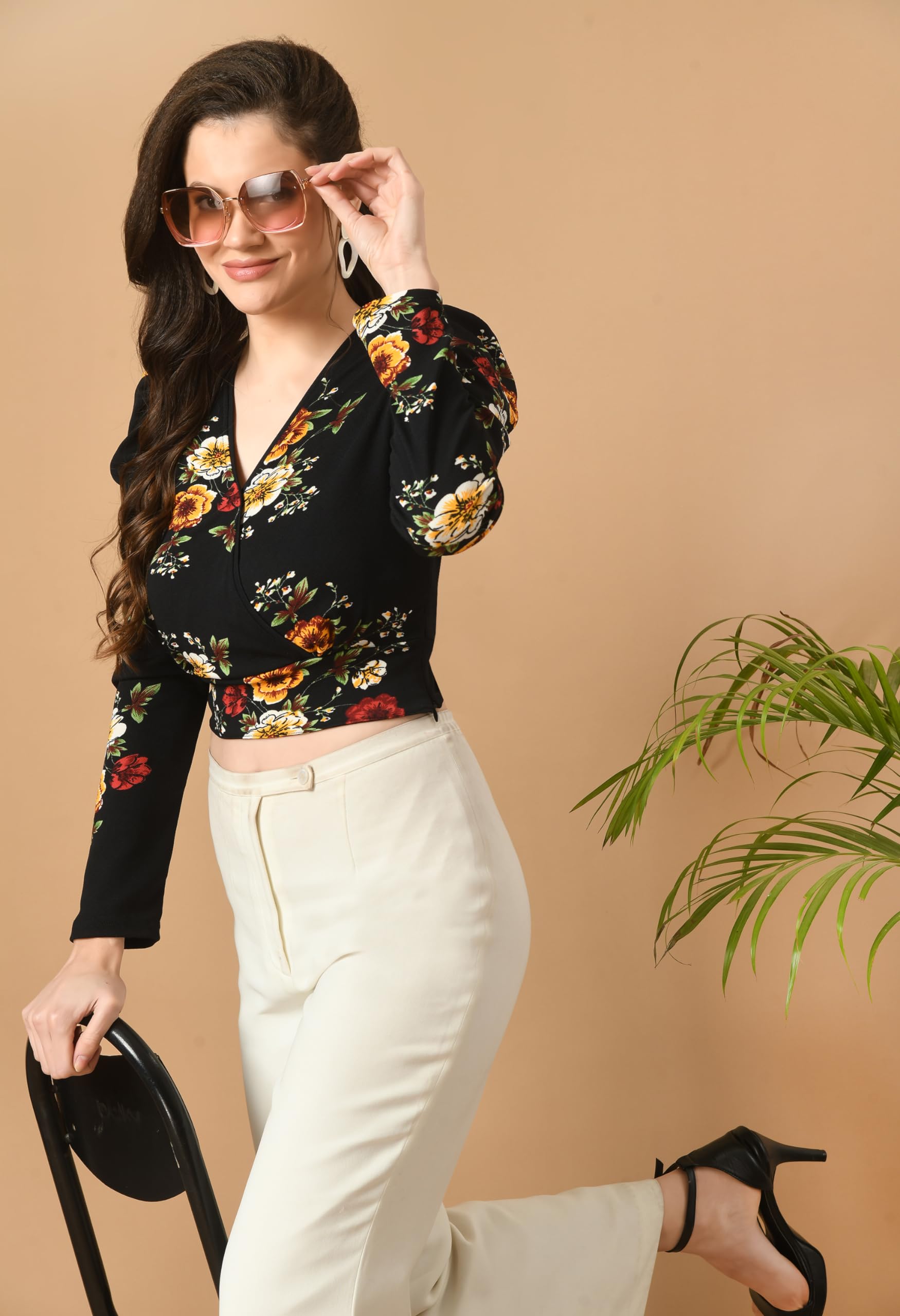 IUGA Women Floral Printed Crop Tops (162_Floral Print_L) 2