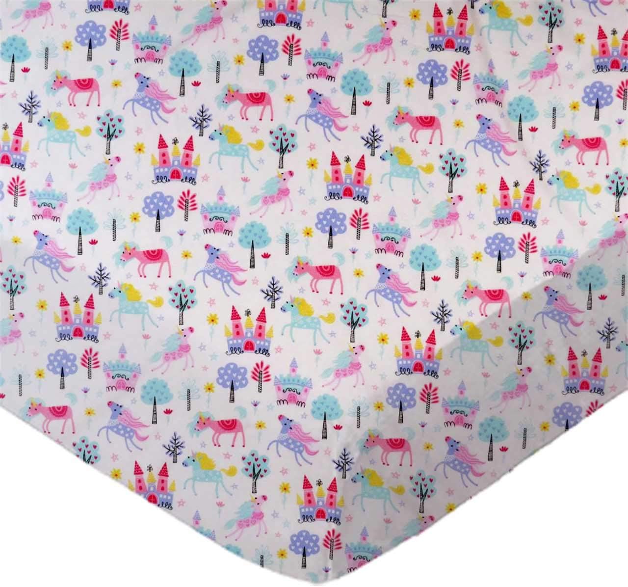 SheetWorld Baby Fitted Pack N Play Sheet Fits Graco 27 x 39 inches, 100% Cotton Woven Sheet, Unisex Boy Girl, Unicorns, Made in USA