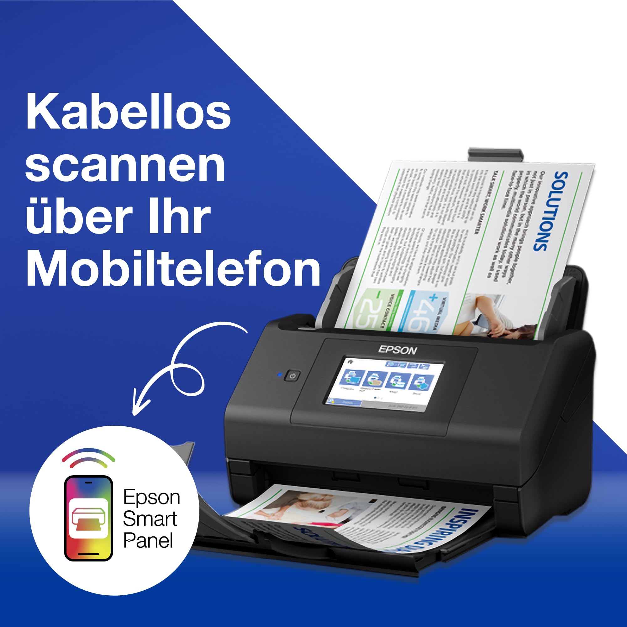 Epson Workforce ES-580W Scanner, Dokumentenscanner (scannt ohne PC, 35 Seiten BZW. 70 Bildern pro Minute, bis DIN A4, beidseitiger Scan in einem Durchgang, automatische Ausrichtung) One Size