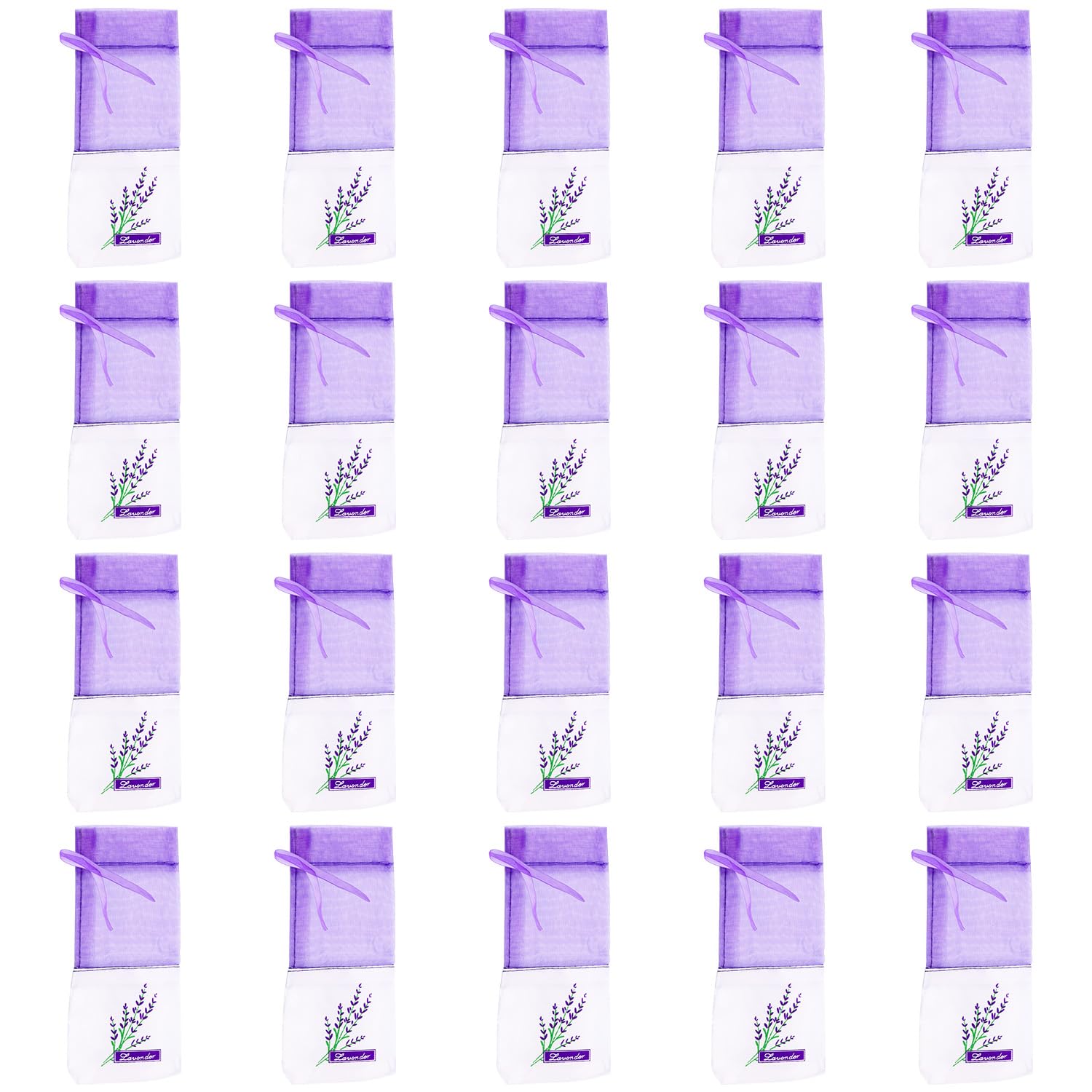 Gaomumu Lavender 20Pcs Organza Bags, Butterfly Knot Drawstring Mesh Pouches, Small Item Storage Bag, Cotton-Linen Blend Empty Sachets For Aromatherapy, Gift Packaging & Storage