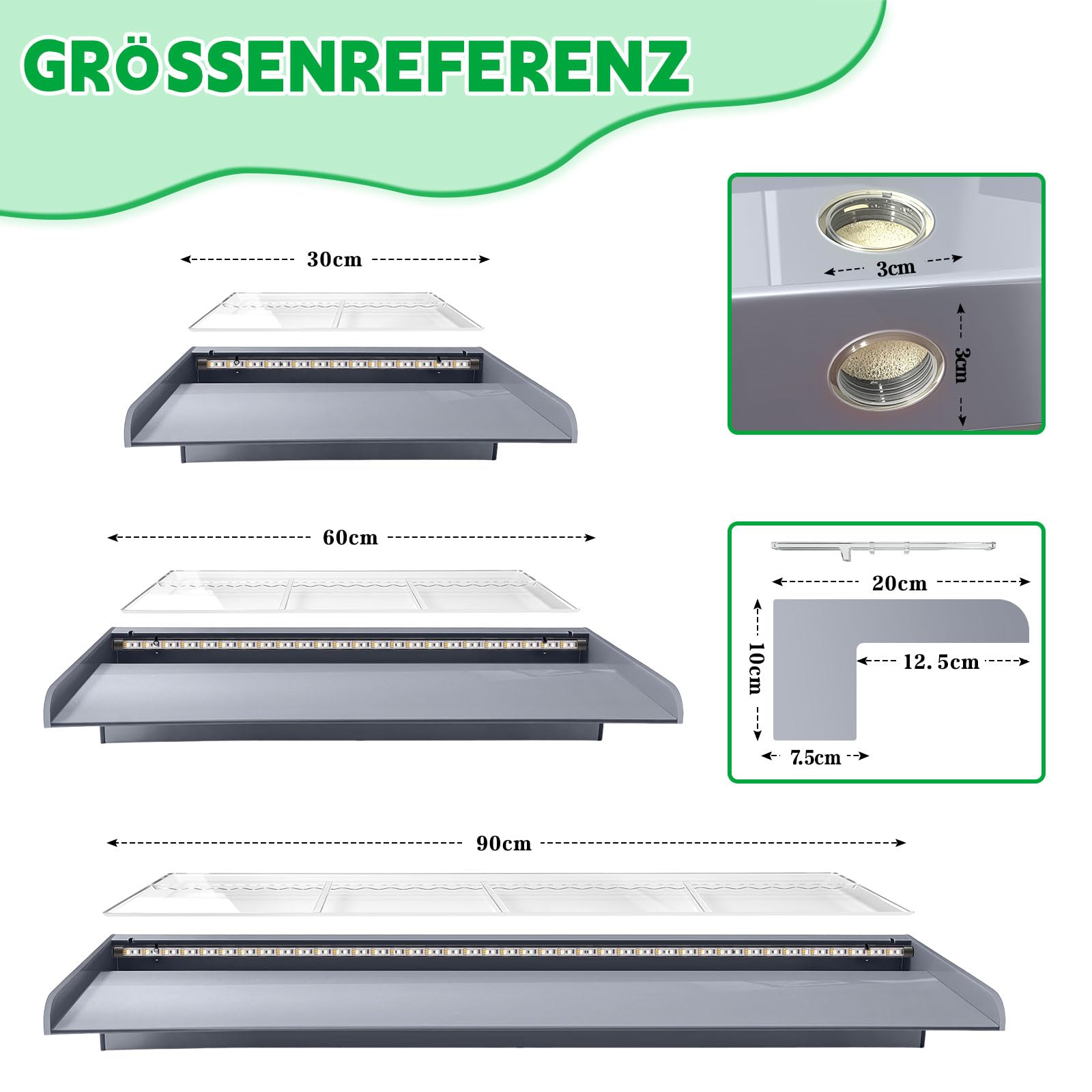 LONGRUN 90cm Teich-Wasserfall aus Acryl mit RGB LED-Leiste & Bluetooth-App-Steuerung, Garten-Wasserfall für Teich, Pool und Schwimmbad