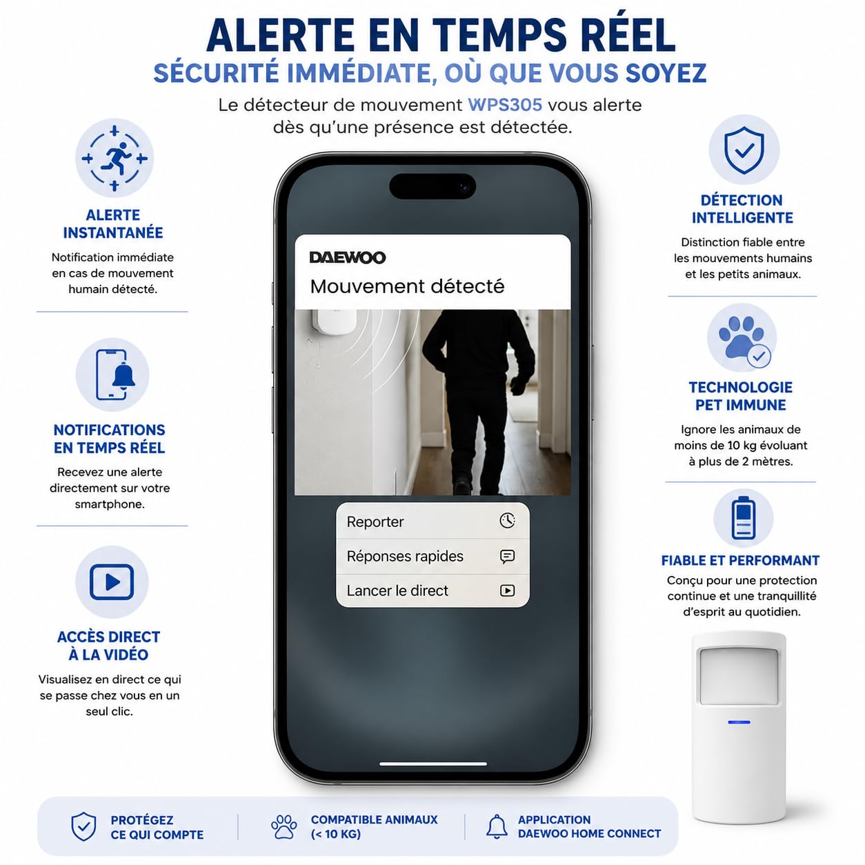 Daewoo Security Smart Protect Max - pakiet alarmowy inteligentnego domu z kamerą HD, solarną syreną zewnętrzną i 8 stycznikami drzwiowymi - kompatybilny z Alexa i Google Home