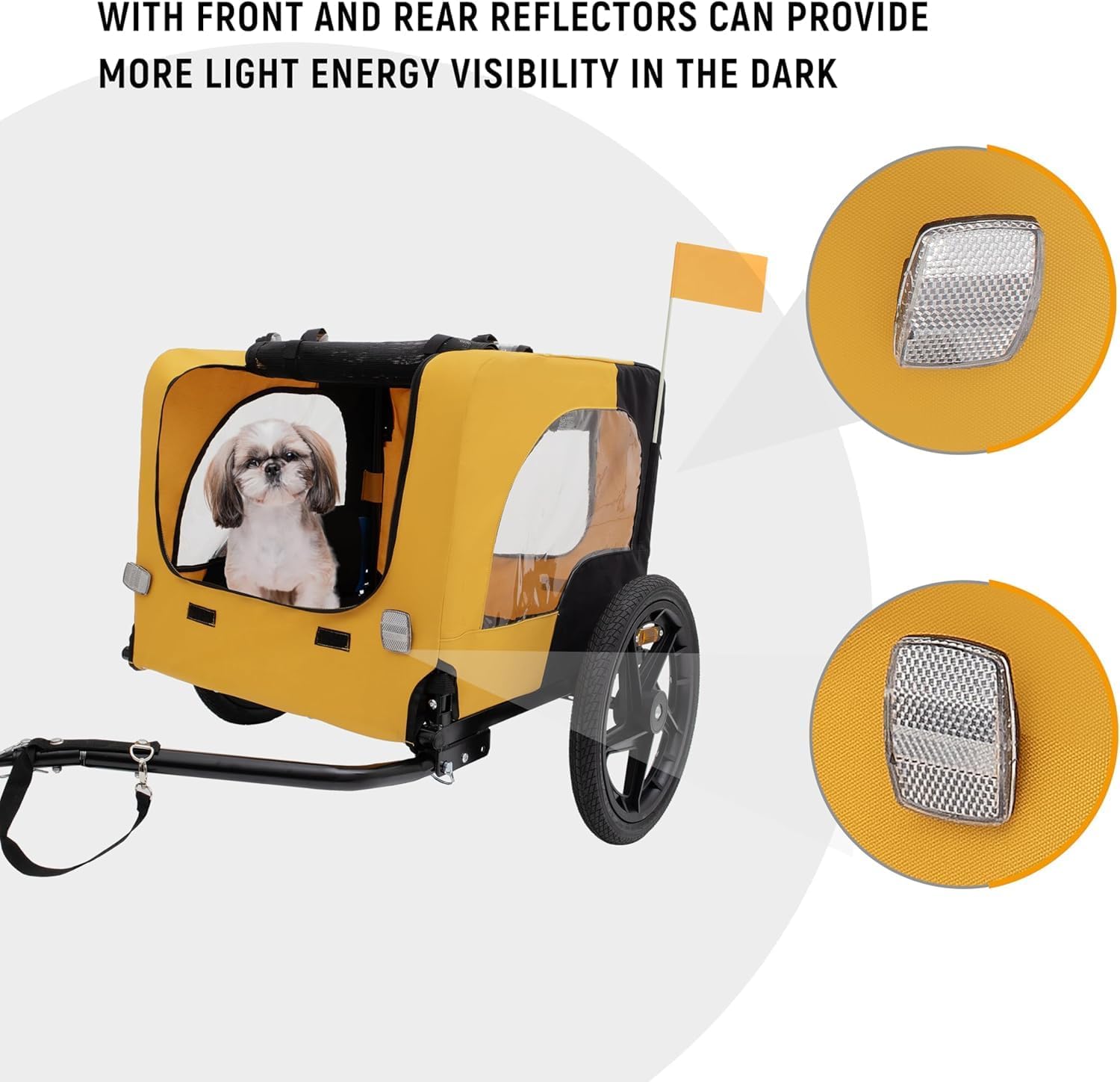 Pet Bike Trailer Dog Cart for Bicycle,Suitable for Small and Medium Pets, Easy Folding Cart Frame, Quick Release Wheel, Non-Slip Floor, Internal Leash