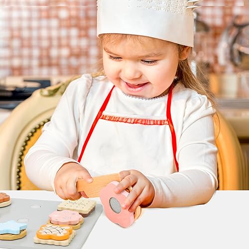 Miniatura 7 de Juego de madera para hornear galletas  29 piezas de comida de juego de simulación con corte y rebanada, juguetes de aprendizaje para niños a partir