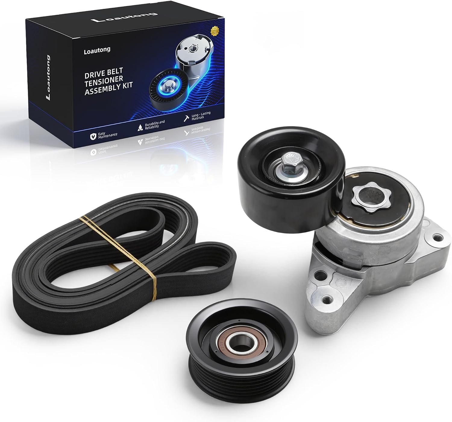 Belt Tensioner Serpentine Belt Idler Pulley Kit Fit for Honda Civic 2006-2011 2.0L, 38278, 36320, 5340261100, 900467A