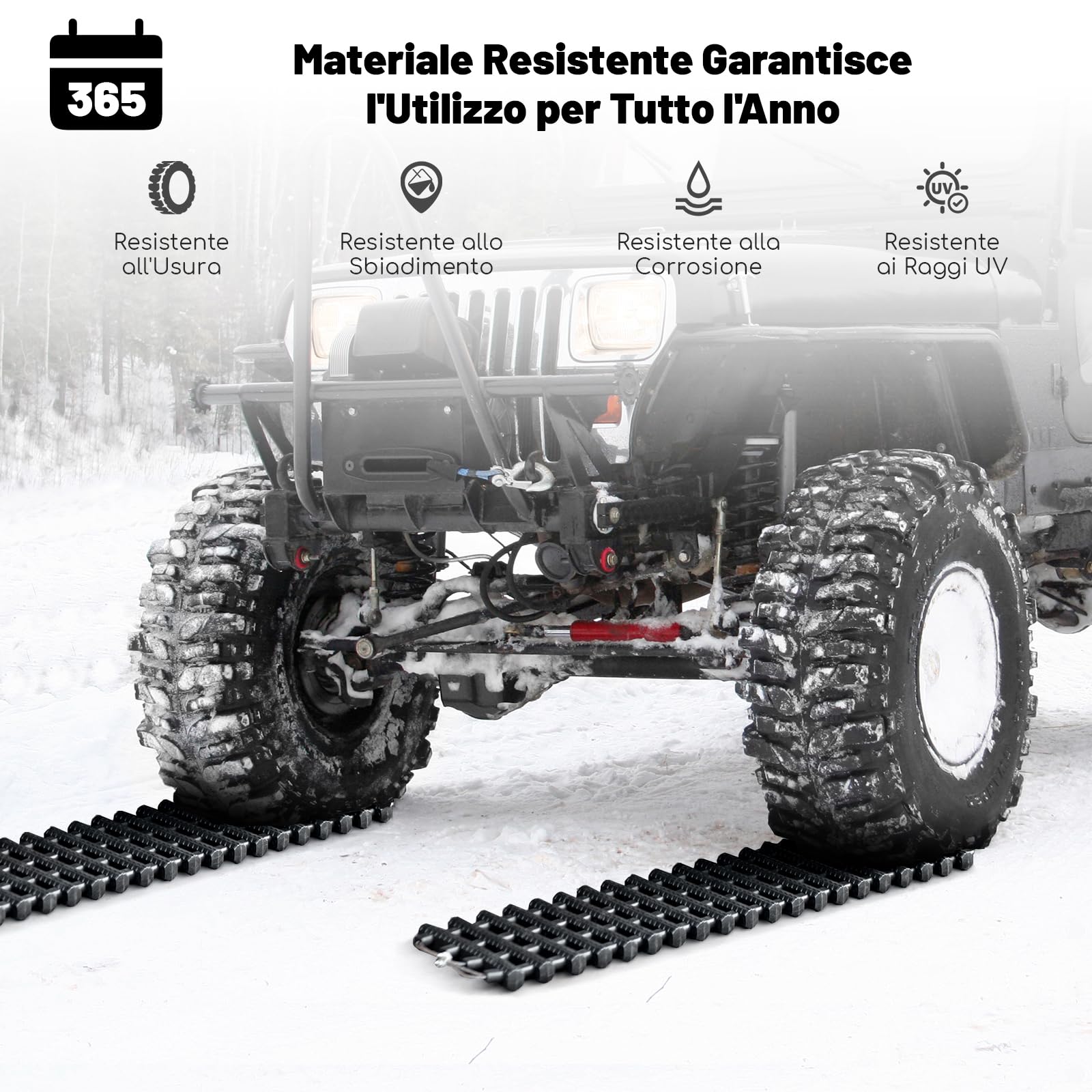 GYMAX 2 Pezzi Trazione di Trazione, Piastra di Recupero Emergenza Portatile in TPR, per Pneumatico Bloccato in Neve Sabbia Ghiaccio e Fango, Cingoli Arrotolabili per Auto, Camion, SUV, Fuoristrada (M)