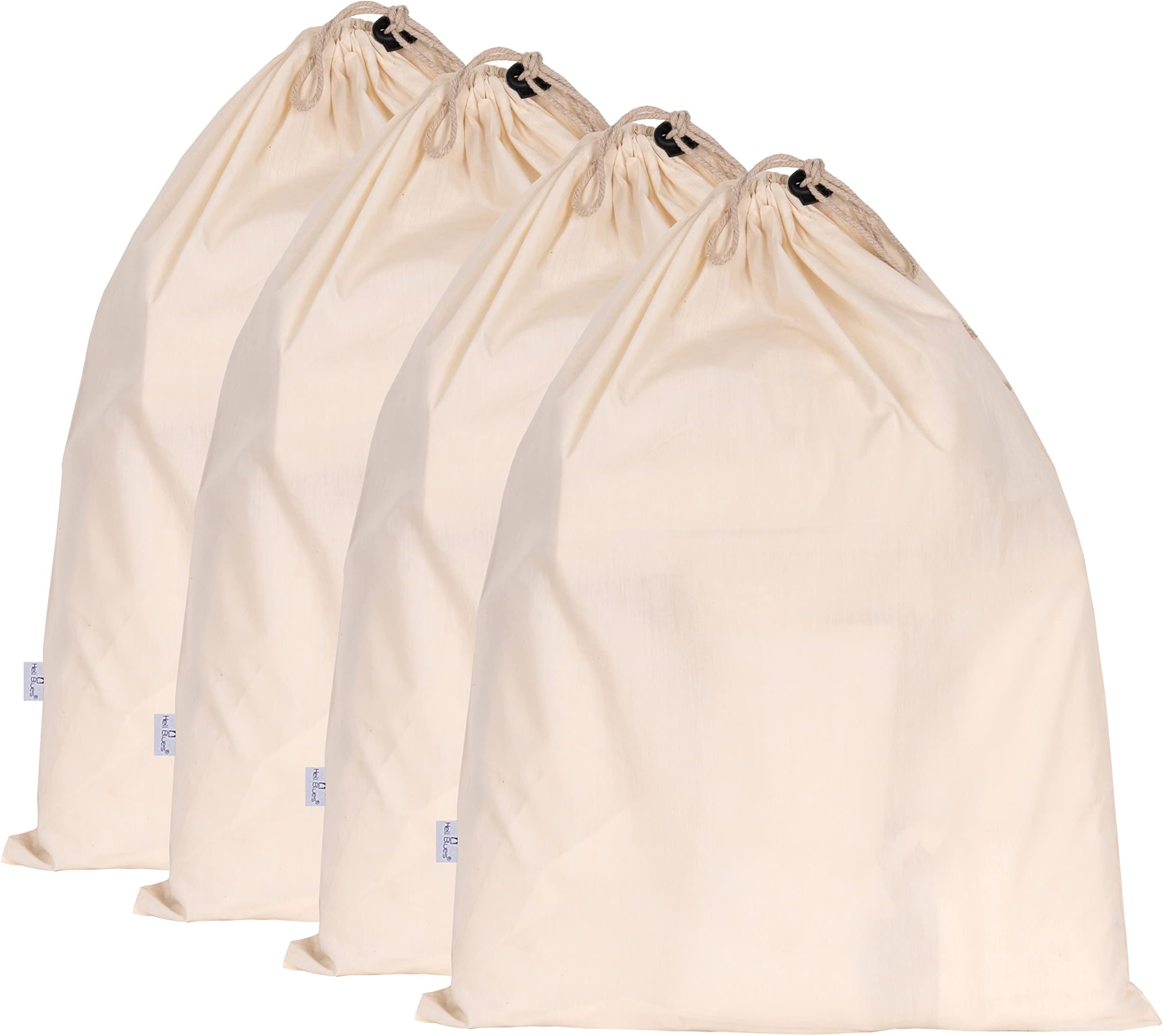 4-Pack Drawstring Dust Covers Large 100% Cotton Cloth Storage Pouch 26" x 20" String Bag for Handbags Laundry Purses Shoes