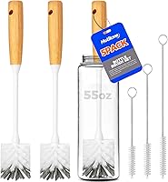 Holikme 5-Pack Bamboo Bottle Brush Cleaner Set with 3 Straw Brushes - Eco-Friendly for Water Bottles, Baby Bottles & Straws