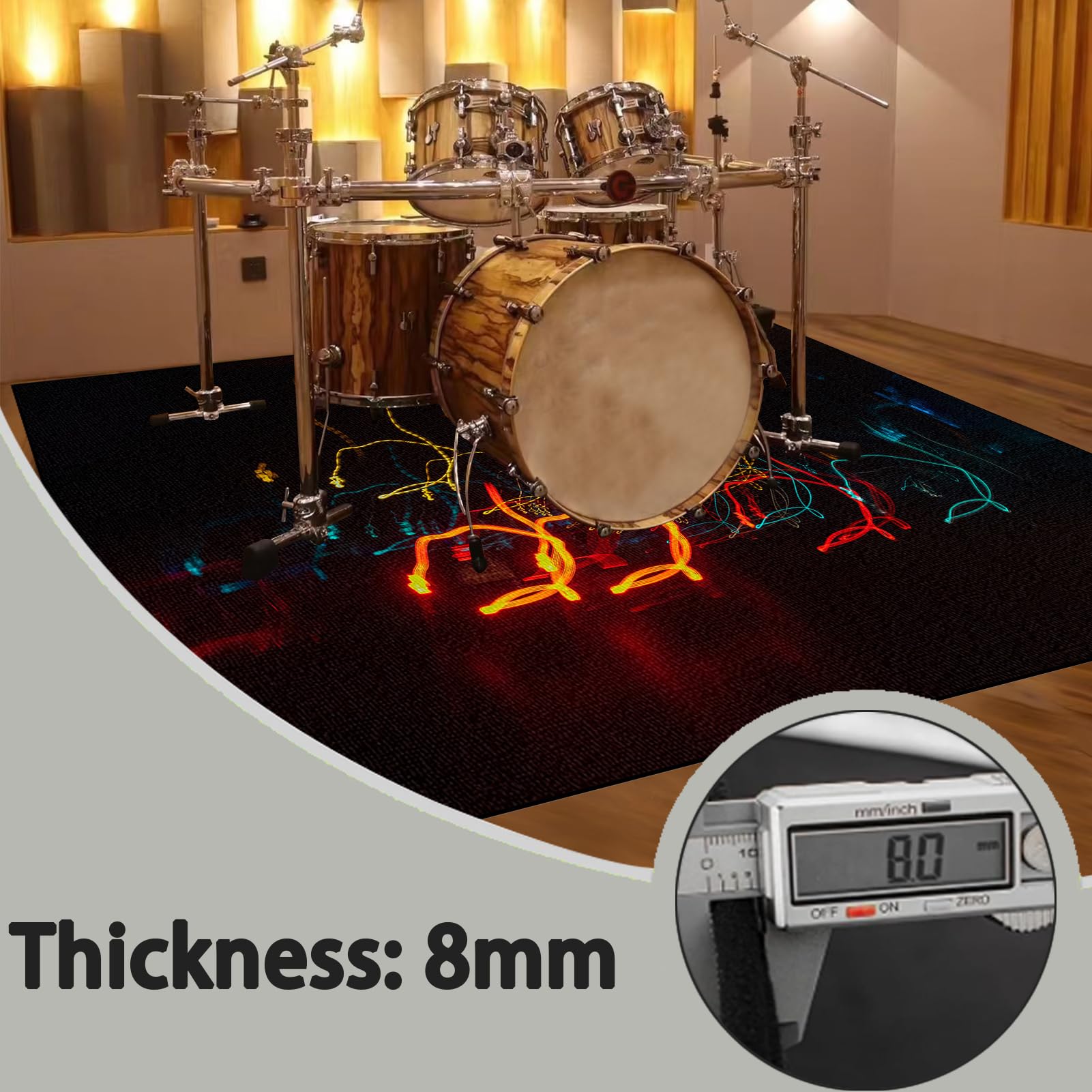 Elektroniczny dywan perkusyjny, do perkusji, jazzu, perkusji, zestaw do bębna basowego, werbla, instrumentów perkusyjnych, mata chroniąca przed hałasem, antypoślizgowy dywanik bębnowy, 160 x 140 cm