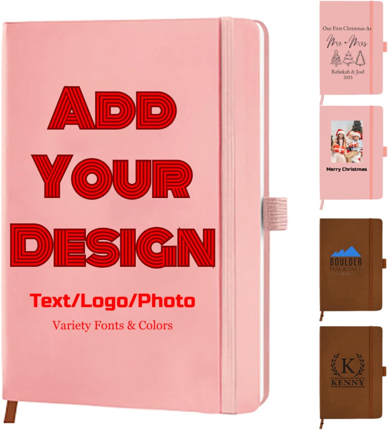 Custom Your Design on Leather A5 Journal Notebook with Pen, Personalized Cover with Photo Text Logo, Gift-Ready for Family, Friends, Teachers, Classmates, and Colleagues