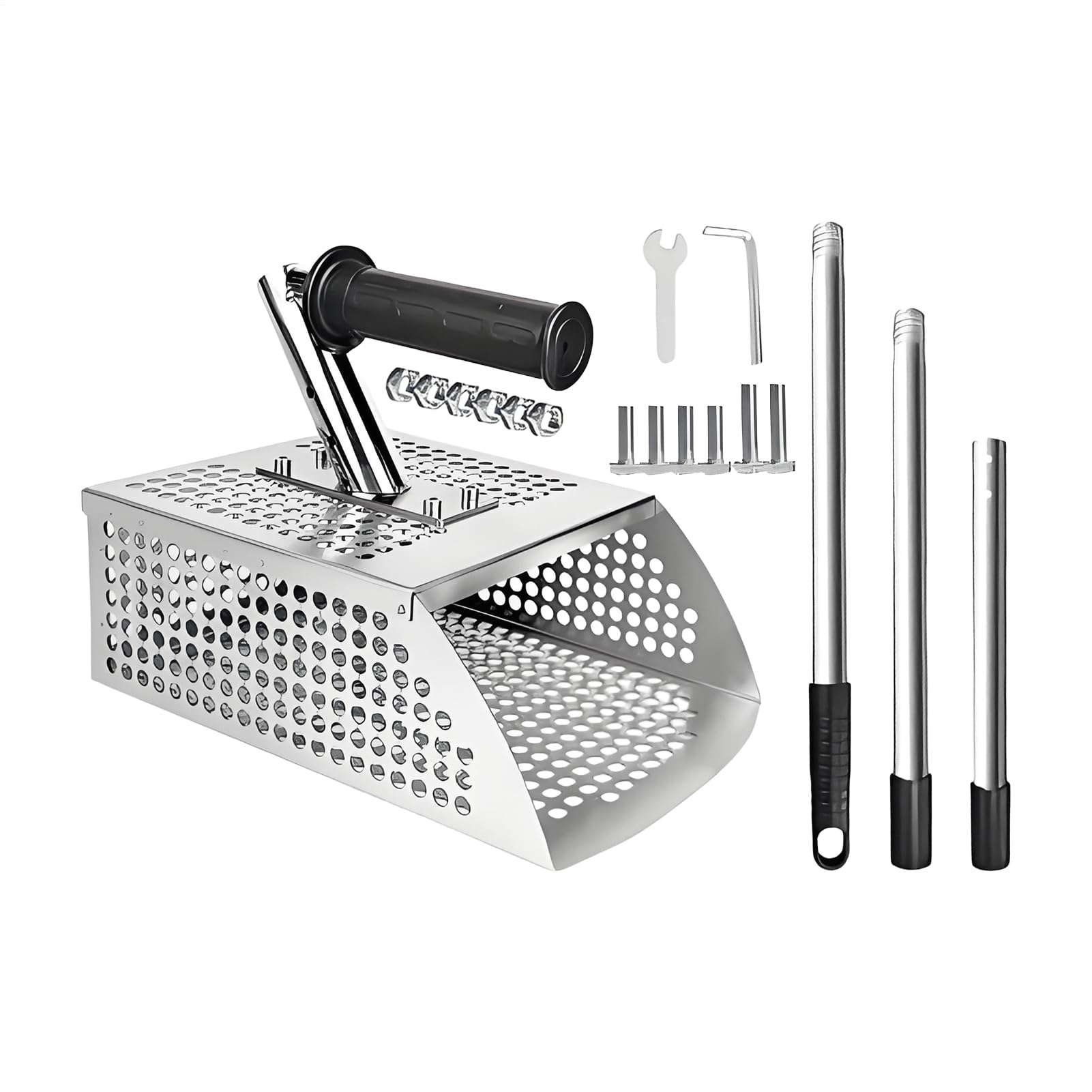 Pala para Detector de Metales Antideslizante de Acero Inoxidable para | Criba de desmontable Para excavar y tamizar en la playa, buscar tesoros, adultos, verano