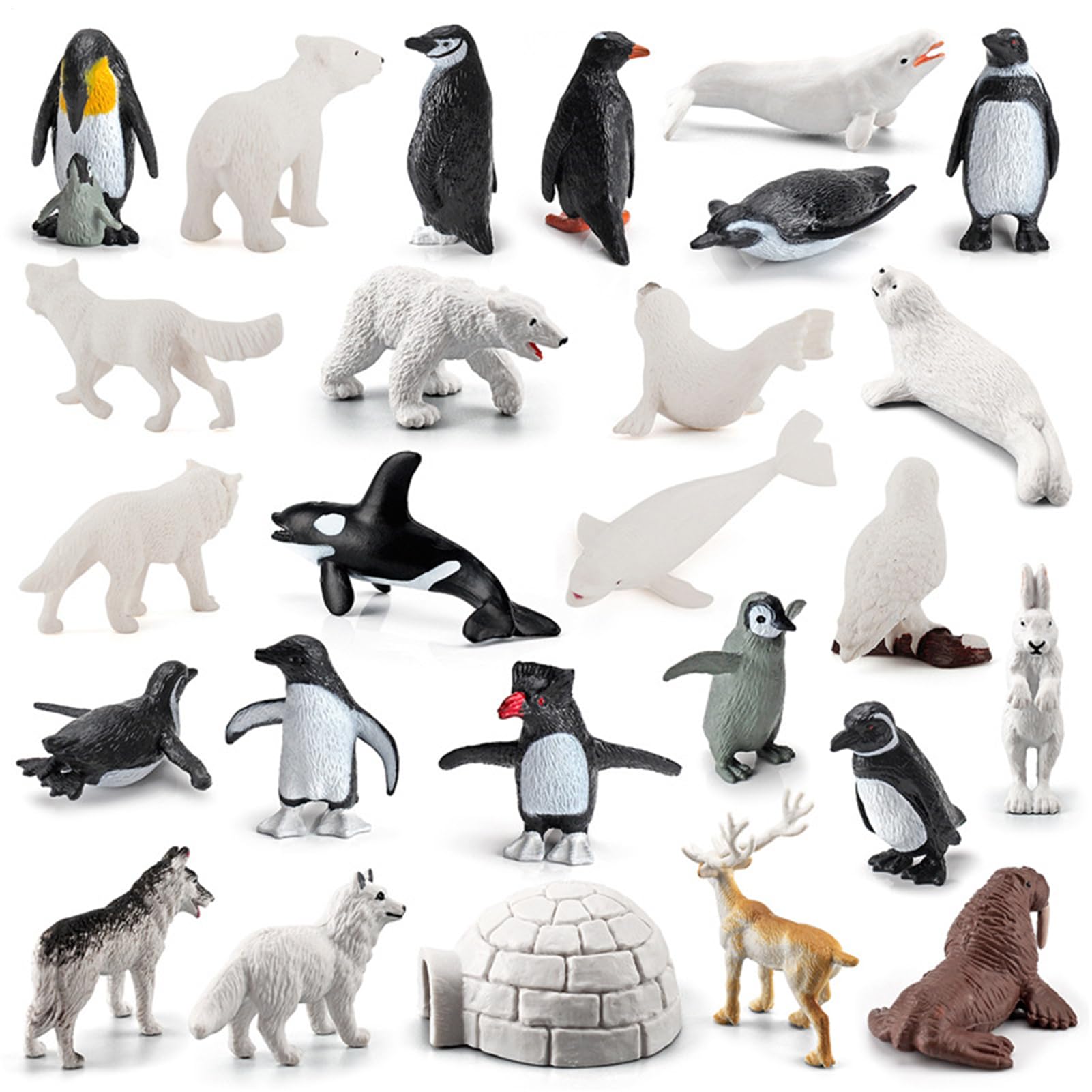 26pieces Polar Animals Figurines | Arctic Animals Figures Set | Arctic Animal Figurines Set | Polar Animal Toys | Educational Toys For School Project