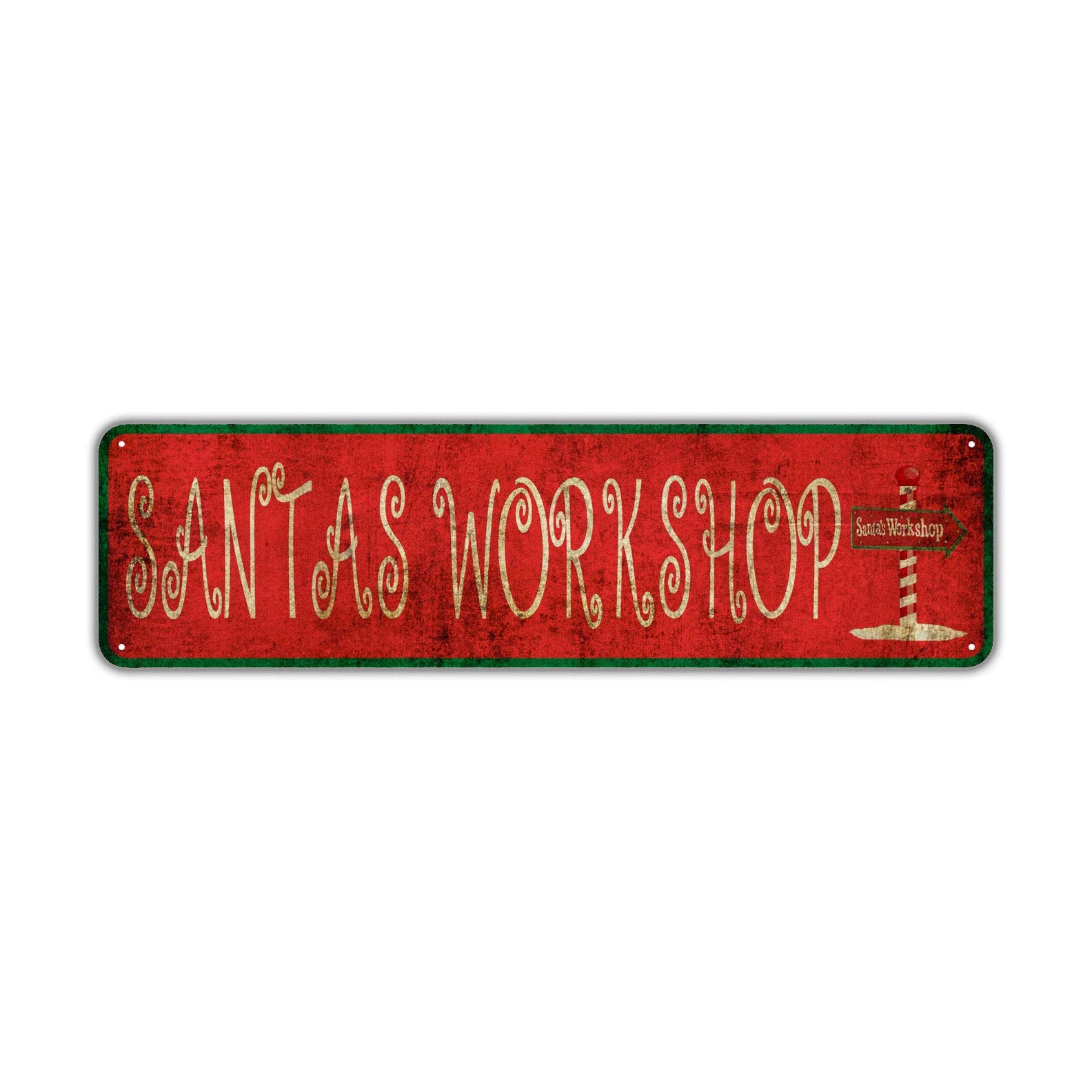 HOUVSSEN Santa's Workshop Street Sign Rustic Vintage Retro Metal Decor Wall Man Cave Bar Fun Metal Sign 4x16 Inch Vintage Plaque Handicraft Best Gift Metal Tin Sign, 8x12inch