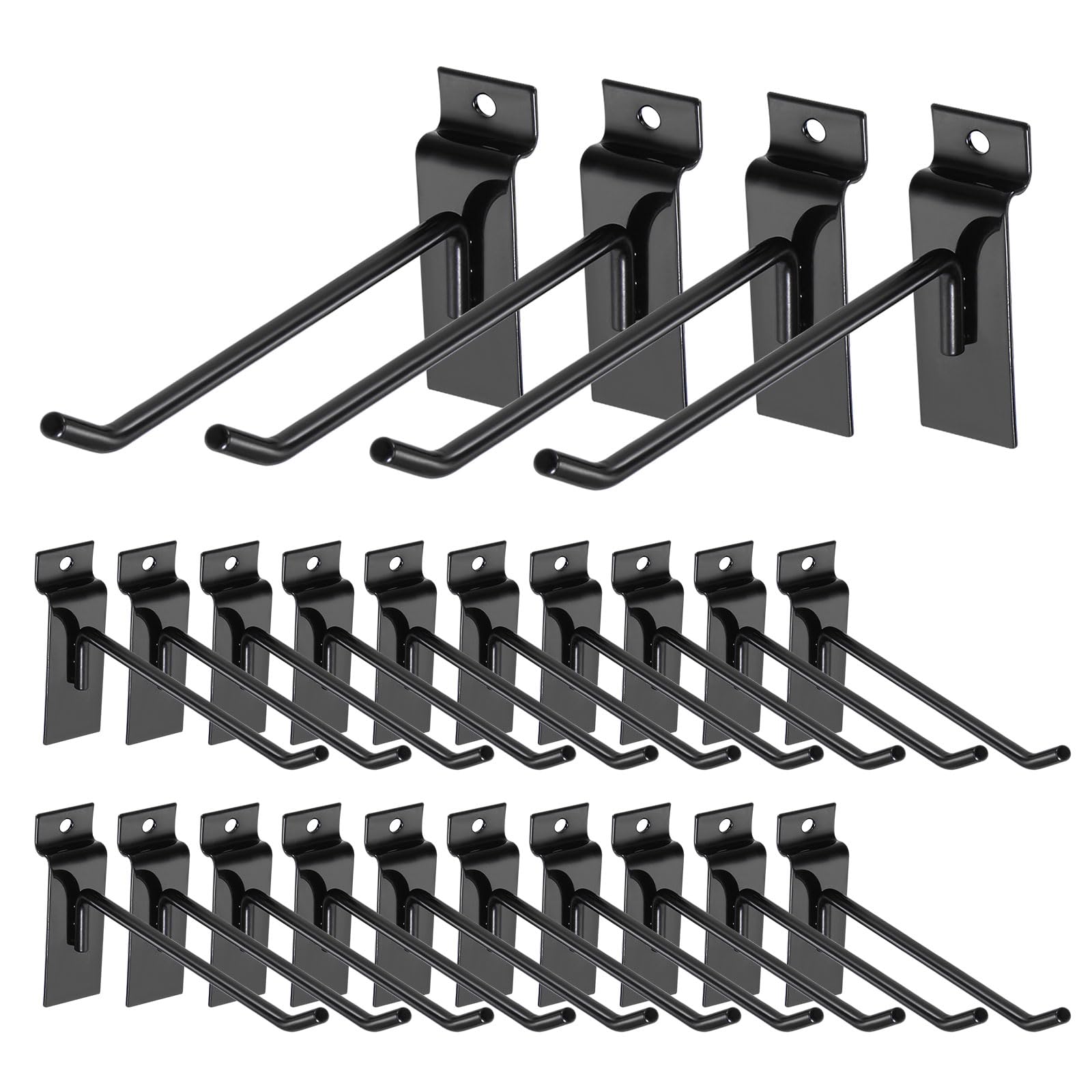 QUARKZMAN 24pz Doga Parete Ganci 8" Lunghezza Metallo Pannello Pannello Display Parete Appeso Gancio e Appendiabiti, Nero Pannello Pannello Sospeso Gancio, Nero