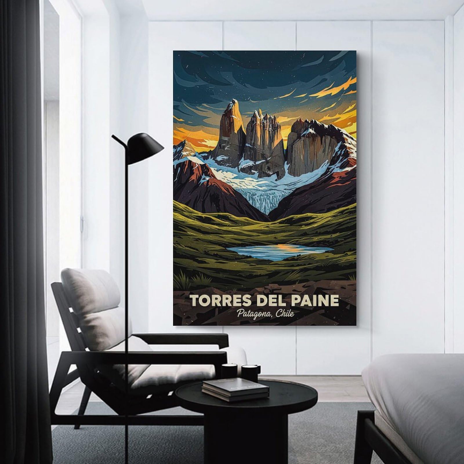 Junmoney Room Decor Wall Art Torres Del Paine Patagonia Chile, 20x30inch(50x75cm), for Living Room, Bedroom, Office Or Hallway, An Adaptable Decor Piece for Home Use