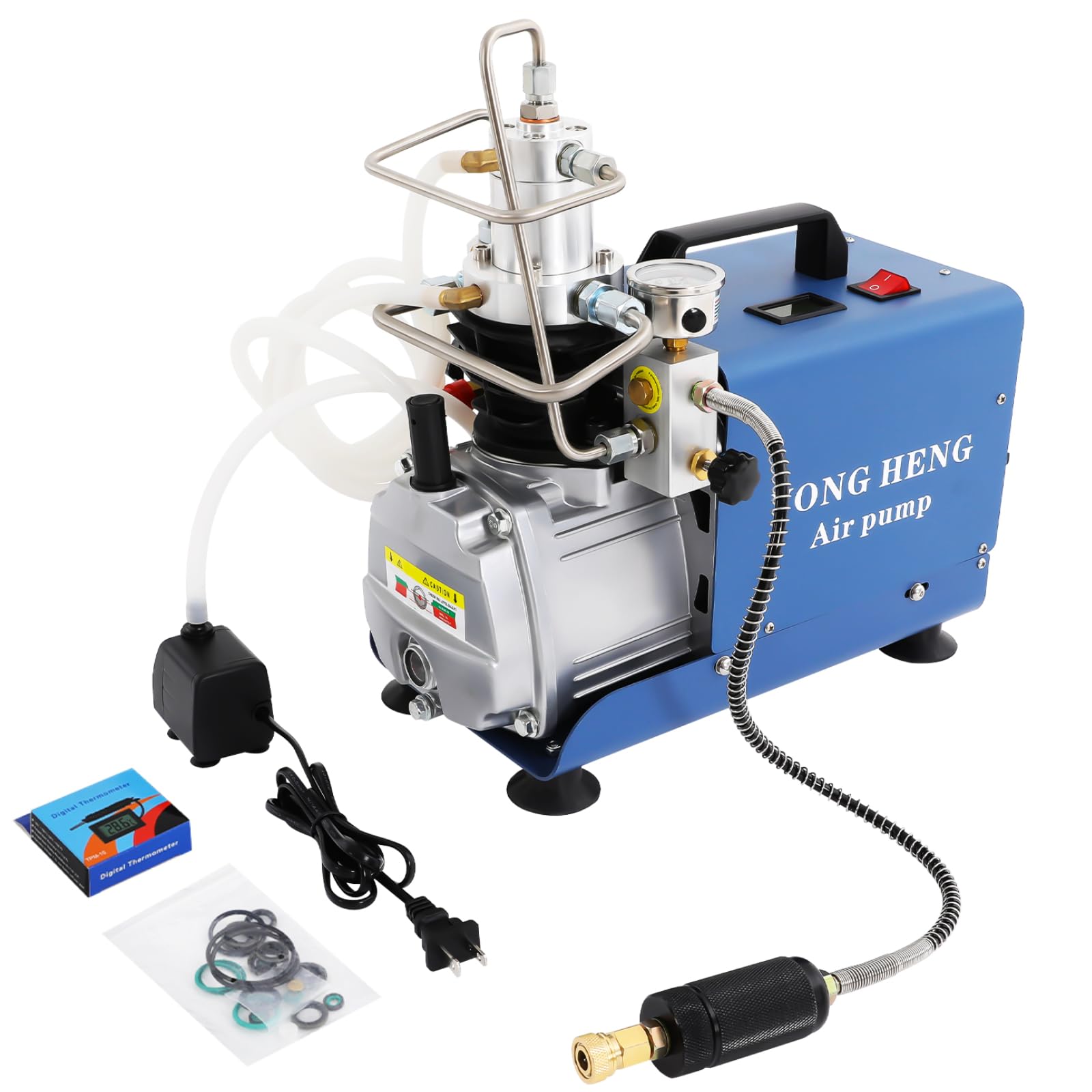 Elektryczna sprężarka powietrza, 1,8 kW, 2800 obr./min, przenośna, wysokociśnieniowa pompa powietrza, 220 V, 0-30 MPa, kompresor 10 A, dwustopniowa kompresja, pompa wysokociśnieniowa do wyszukiwania