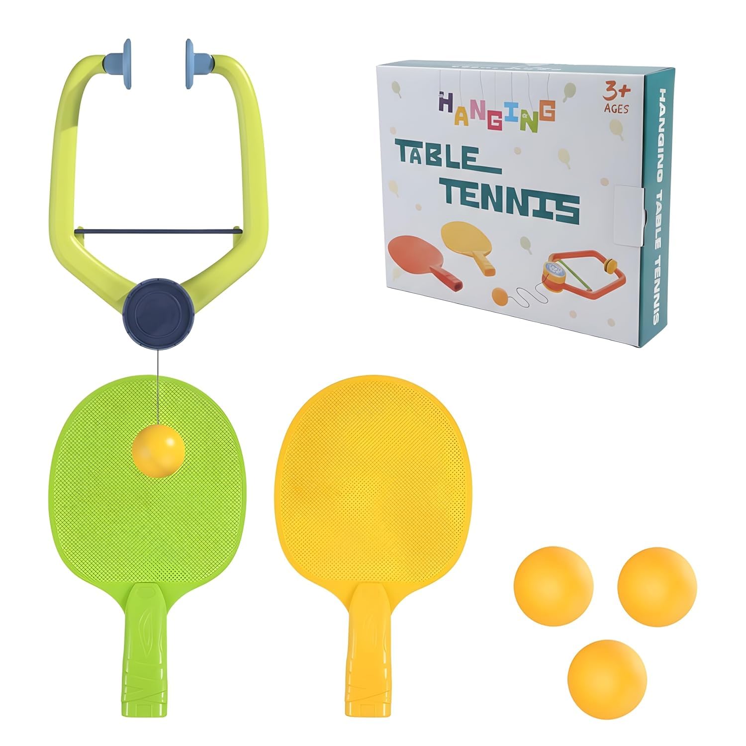 Hanging Table Tennis Self Training Set for Kids Age 3+ - Indoor Ping Pong Practice Game with Adjustable Hanging Ball, 2 Paddles & 4 Balls | Hand Eye Coordination Parent Child Sports Toy-picture-14