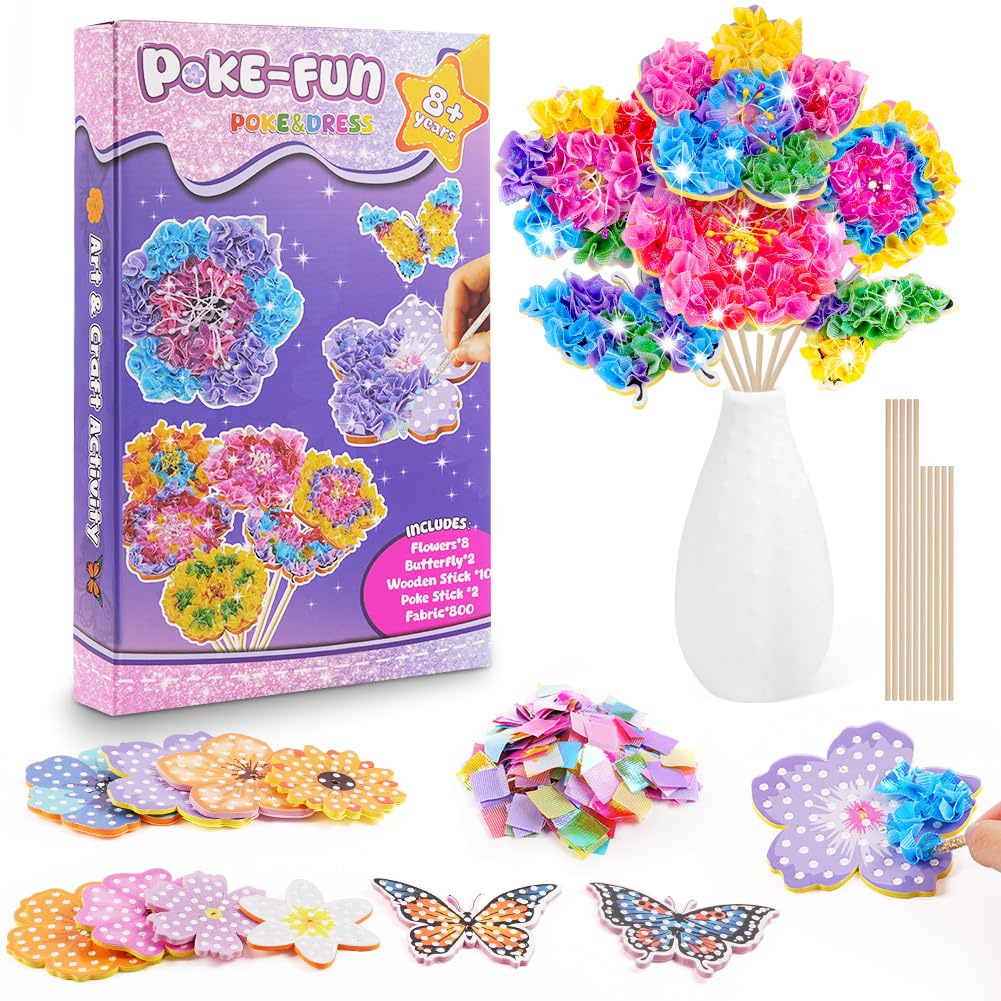 Ainiv Poke art DIY toy,kreatywne malowanie nakłuć dla dziewczynek,zestawy do robótek ręcznych z motywem kwiatów,zabawki artystyczne i rzemieślnicze dla dziewczynek w wieku 4-12 lat