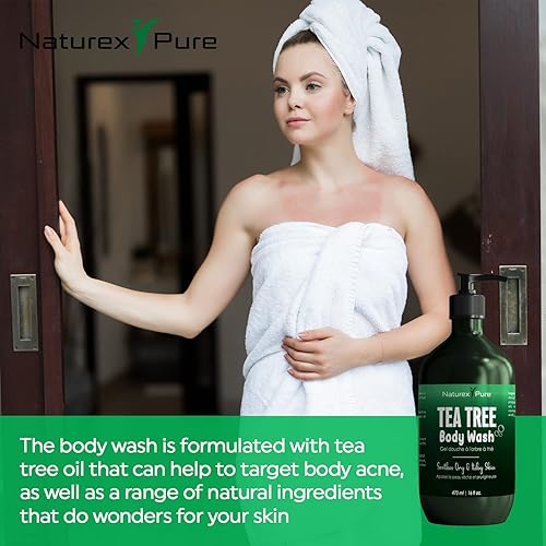 Miniatura 7 de Naturex Pure Tea Tree Body Wash - Aceite de árbol de té natural para mujeres y hombres - Gel corporal ultra hidratante para piel seca y con picazón