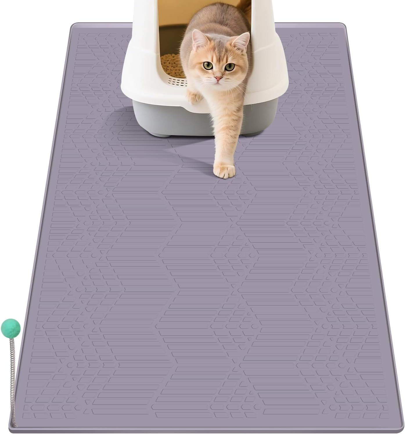 Cat Litter Mat, 38"X25" Large Litter Box Mat, Waterproof and Easy to Clean Silicone Cat Mat for Litter Box, Mat Litter Trapping Mat for Scatter Control, Keep the Floor Clean (Gray)