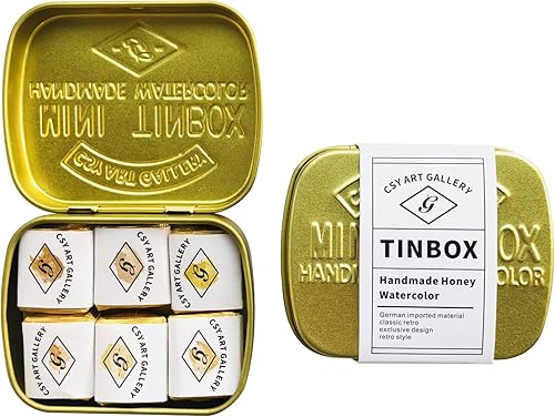 Miniatura 4 de CSY art gallery Juego de 6 pinturas de acuarela metálicas, color dorado brillante, calidad de artista, perfecto para adultos, estudiantes,