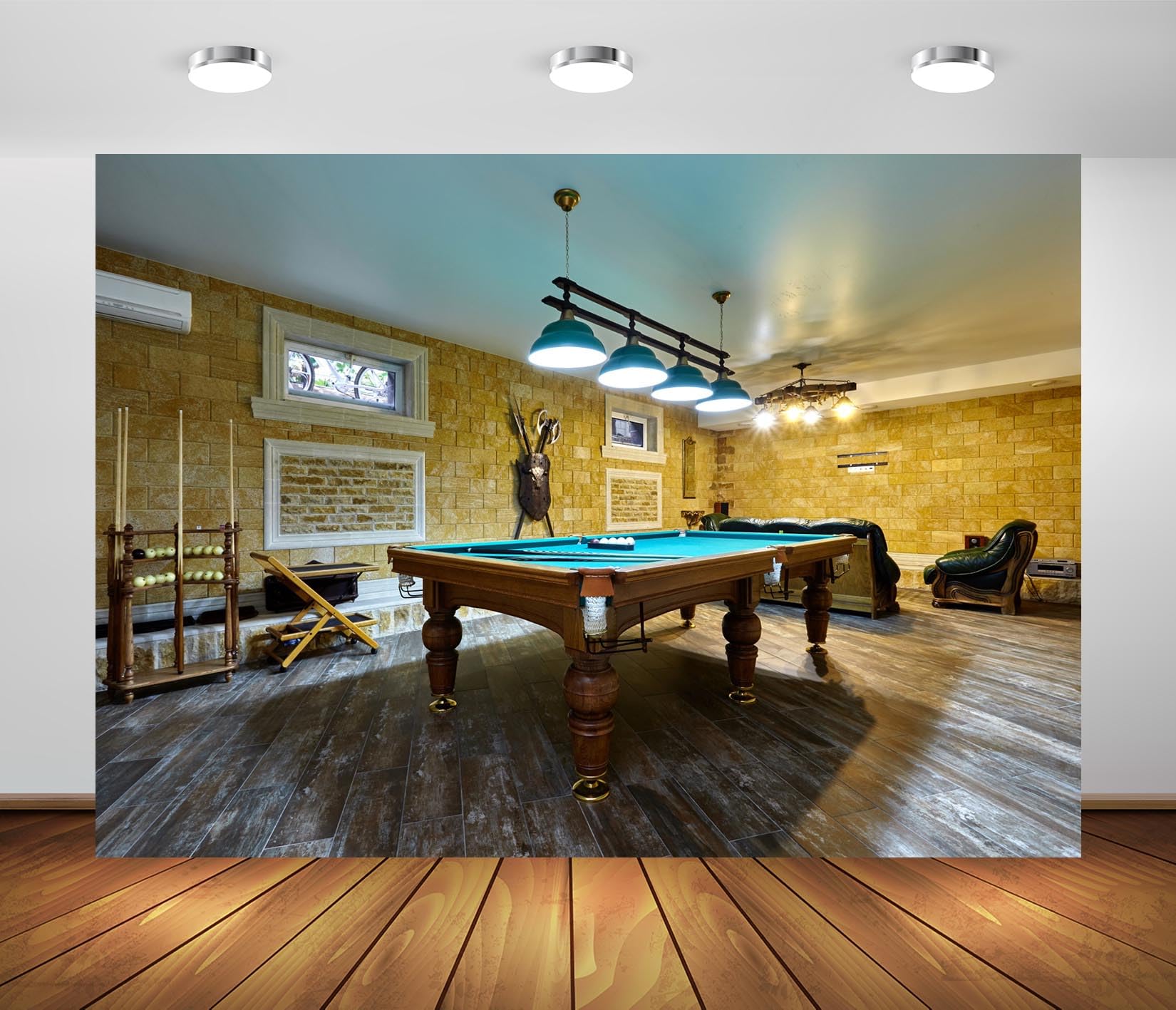 BELECO 5x4ft Fabric Billiard Hall Backdrop Billiard Pool Table Billiards Theme Party Decorations Snooker Contest Background Photo Studio Props