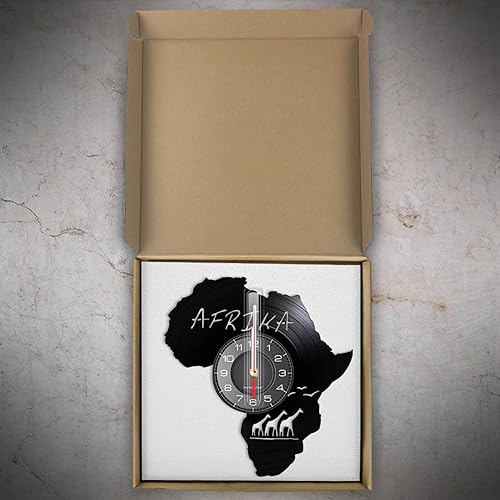 Miniatura 3 de Reloj de pared decorativo de disco de vinilo de 12 pulgadas, silencioso, sin tictac, animales africanos, funciona con pilas, reloj de pared redondo