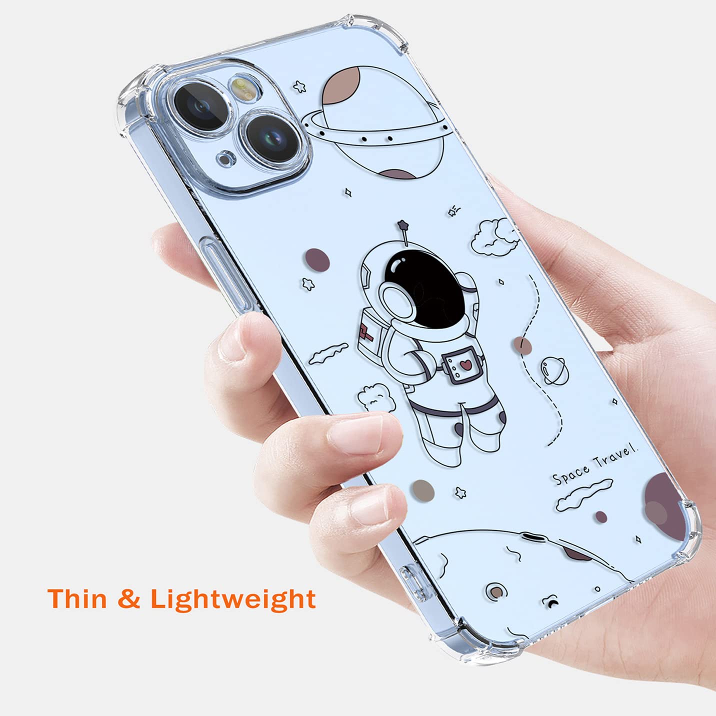 BORYA Cover per Realme C53/Realme C51, Transparent Morbida Silicone TPU Bumper Custodia, Ultra Sottile Antiurto Setoso Semplice Elegante Pattern Case, Astronauta - 4