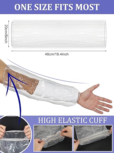 Miniatura 3 de Sosation 50 fundas impermeables para brazo para ducha, baño, protector de manga de brazo, fundas protectoras de vendaje largo para adultos, fundas