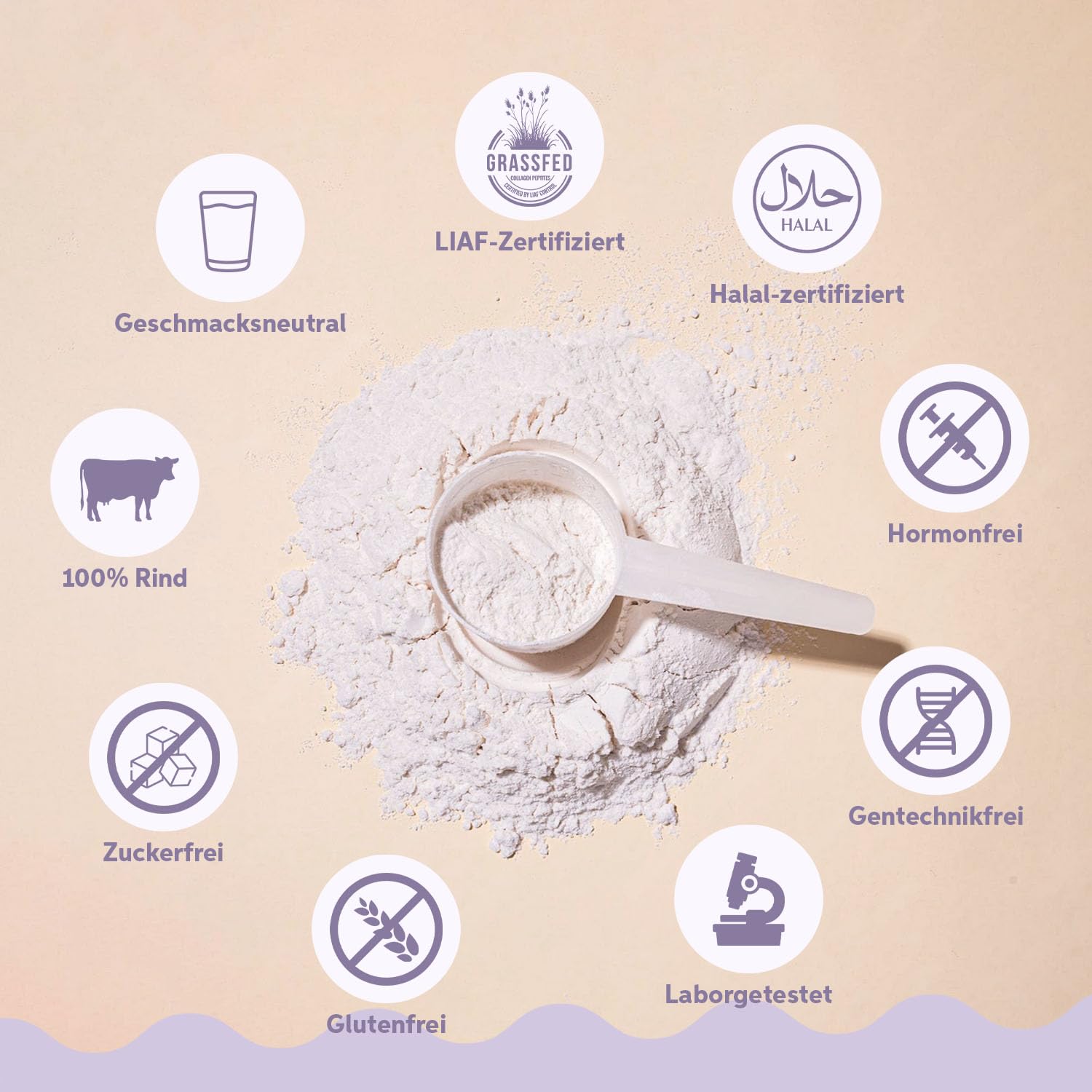 Kollagen Pulver 1kg | LIAF Zertifizierte Weidehaltung Grassfed | Rind Halal Collagen Hydrolysat Peptide