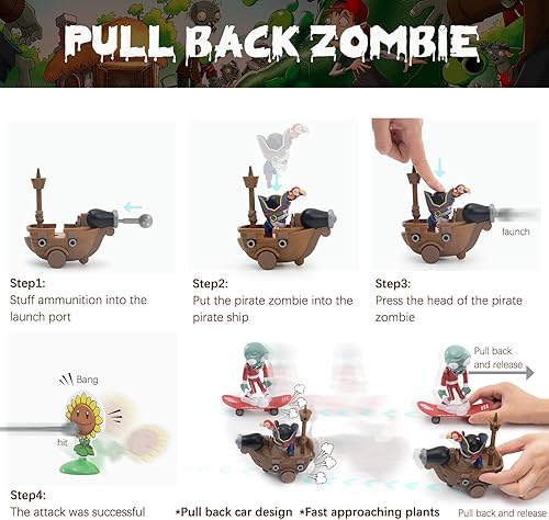 Miniatura 3 de Maikerry Juego de 7 piezas de figuras de PVZ, juego de plantas, gran cumpleaños, Navidad, para niños y niñas, con mapa de campo de batalla